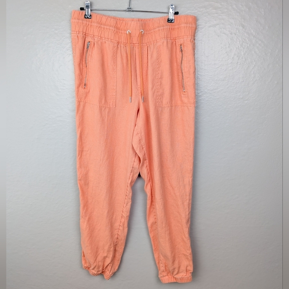 Athleta Cabo Linen Jogger Pants Cactus Peach 12 - Picture 2 of 5